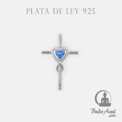 Colgante Plata CRUZ PIEDRA CORAZON AZUL REF  590