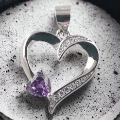 Colgante Plata Corazón circonitas malva REF 490