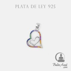 Colgante Plata DOBLE CORAZON CIRCONIT COLOR REF590