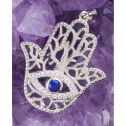 Colgante Plata MANO FATIMA OJO PIEDRA AZUL REF 890