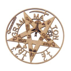 MADERA CON CORTE LASER 10 CM DISEÑO TETRAGRAMATON