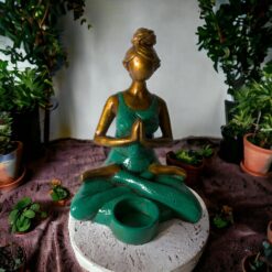 PORTAVELAS YOGA 18 CM REF  590 - 36 - TURQUESA