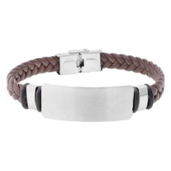 PULSERA ACERO POLIPIEL MOD  3 COLOR MARRON