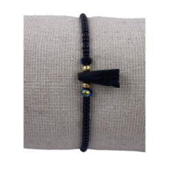 PULSERA DE CUENTAS CON MINERAL AZABACHE - NEGRA