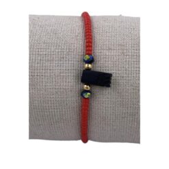 PULSERA DE CUENTAS CON MINERAL AZABACHE - ROJA