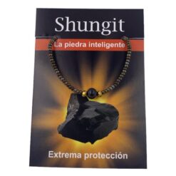 PULSERA DE CUENTAS CON MINERAL SHUNGIT- GRIS