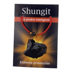 PULSERA DE CUENTAS CON MINERAL SHUNGIT- ROJA