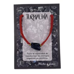 PULSERA HILO COLOR ROJO MINERAL TURMALINA