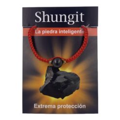 PULSERA HILO CON MINERAL SHUNGIT 10 MM ROJA MOD  2