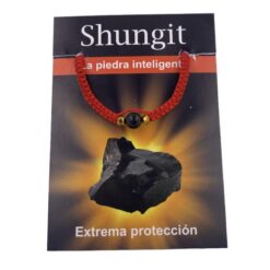 PULSERA HILO CON MINERAL SHUNGIT 8 MM ROJA MOD  1
