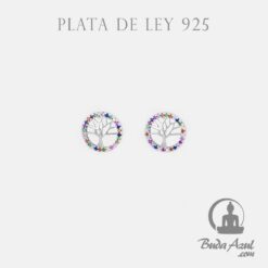 Pendientes Plata ARBOL VIDA CIRCONITA COLOR REF690