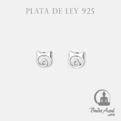 Pendientes Plata Ley 925 CABEZA GATO CORAZON 290