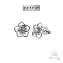 Pendientes Plata Ley 925 Flor Circon Blanca REF390