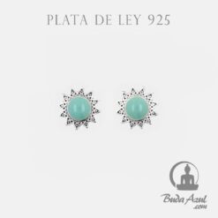 Pendientes Plata Ley sol redondo turquesina 200