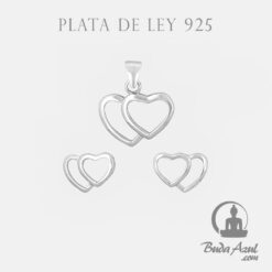 Pendientes Colgante Plata DOBLE CORAZON 690