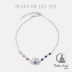 Pulsera Plata FLOR LOTO CIRCONITAS COLORES 1090