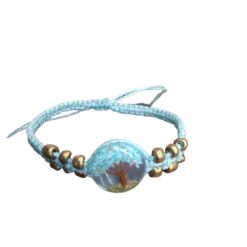 Pulsera Tejida Árbol Color Celeste