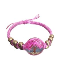 Pulsera Tejida Árbol Color Fucsia