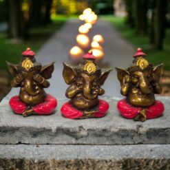 SET DE 3 GANESH 10 CM REF 790 - 15 - ROJO