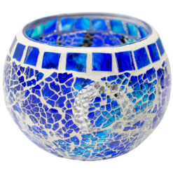 Portavelas Mosaico Cristal Azul