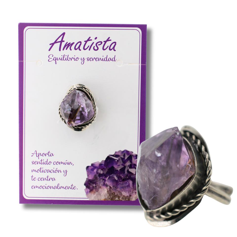 Anillo Alpaca mineral AMATISTA AJUSTABLE REF 6