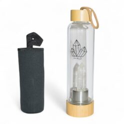 Botella Cristal Tapa De Bambú - CUARZO BLANCO