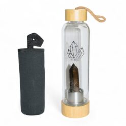 Botella Cristal Tapa De Bambú - OJO DE TIGRE