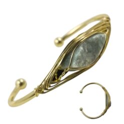 Brazalete acero dorado Mineral bruto Aventurina 7