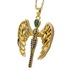 Colgante Acero Dorado Ángel Guardian Circonitas