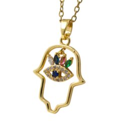 Colgante Acero Dorado Mano de Fátima Circonitas