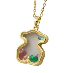 Colgante Acero Dorado Oso con Circonitas - 5