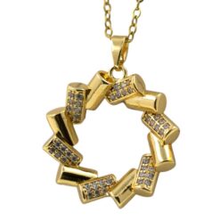 Colgante Acero Dorado Redondo con Circonitas