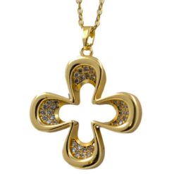 Colgante Acero Dorado Trebol Circonitas - 5