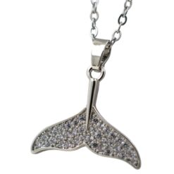 Colgante Acero Plateado Cola de Ballena Circonitas