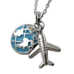 Colgante Acero Plateado Mundo Avión