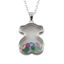 Colgante Acero Plateado Oso con Circonitas -5