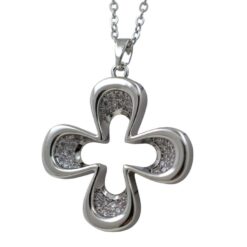 Colgante Acero Plateado Trébol Circonitas - 5