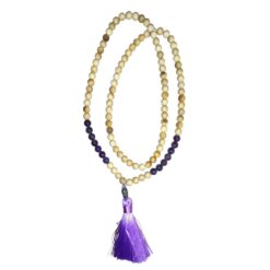Japa Mala de madera y mineral Amatista 8mm - 9