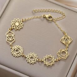 Pulsera 7 Chakras de acero Dorado - 7