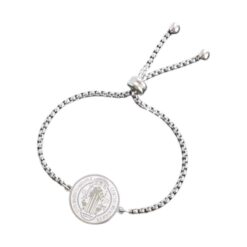 Pulsera Medalla de San Benito de acero Plateado -6