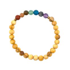 Pulsera Mineral 7 Chakras con Palo Santo 6MM - 7