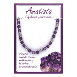 Pulsera Mineral AMATISTA separadores acero - 6