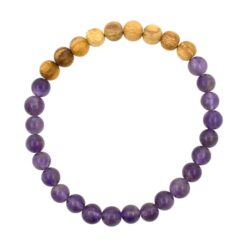 Pulsera Mineral Amatista con Palo Santo 6MM - 7