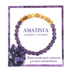 Pulsera Mineral Amatista con Palo Santo 6MM - 7