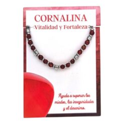 Pulsera Mineral CORNALINA separadores acero - 5
