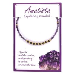 Pulsera Mineral Facetado 2MM AMATISTA PIRITA - 6