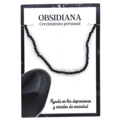 Pulsera Mineral Facetado 2MM OBSIDIANA - 5