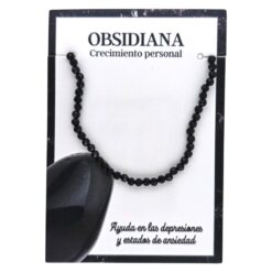 Pulsera Mineral Facetado 3MM OBSIDIANA - 6