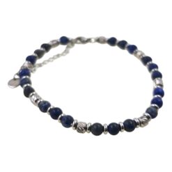 Pulsera Mineral LAPISLAZULI separadores acero - 6