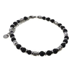 Pulsera Mineral OBSIDIANA separadores acero - 5